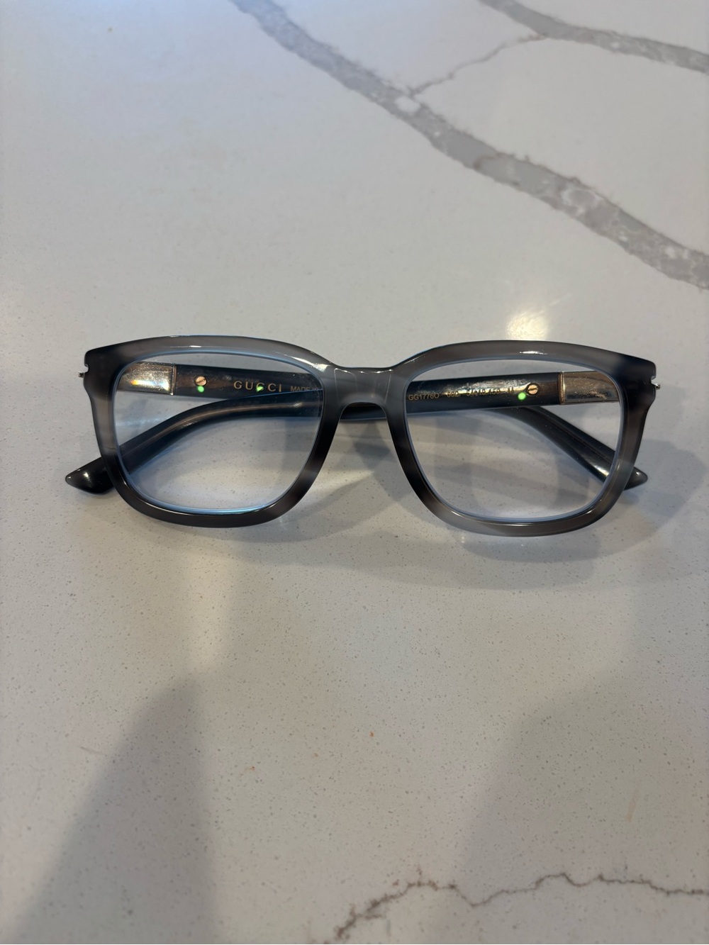 Authentic Gucci Eyeglass Frames Dark Horn / Gray Tortoise with Gold Tone GG1502S - Picture 12 of 12